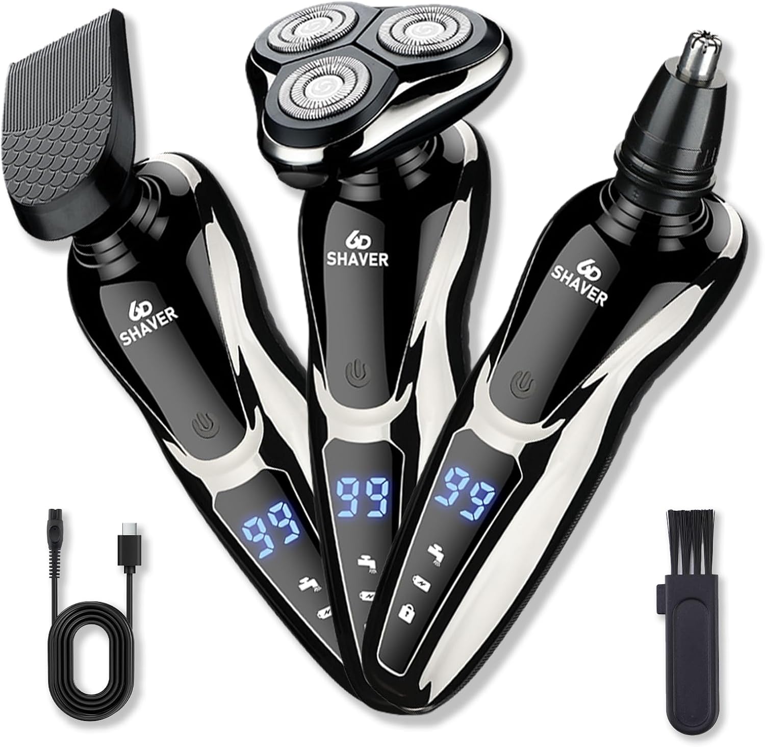 Shaving Brush Set - Barbeador elétrico recarregável para homens, conjunto