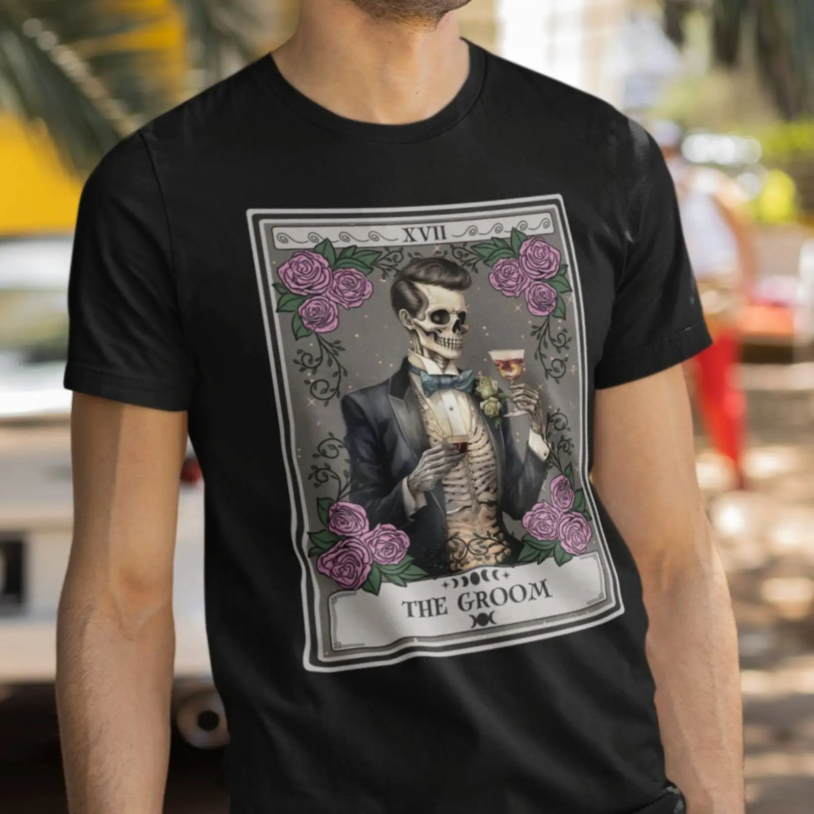 Men'S Grooming For Engagement - Camiseta Esqueleto de Carta de Tarô