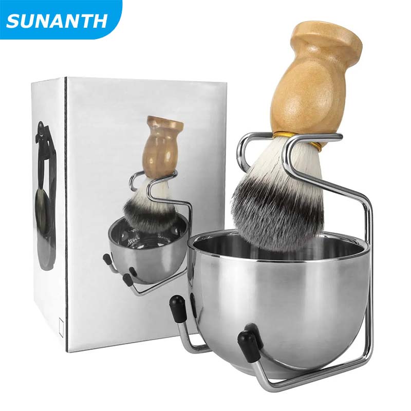 Aço inoxidável masculino barbe - Shaving Brush Set avaliação e preço