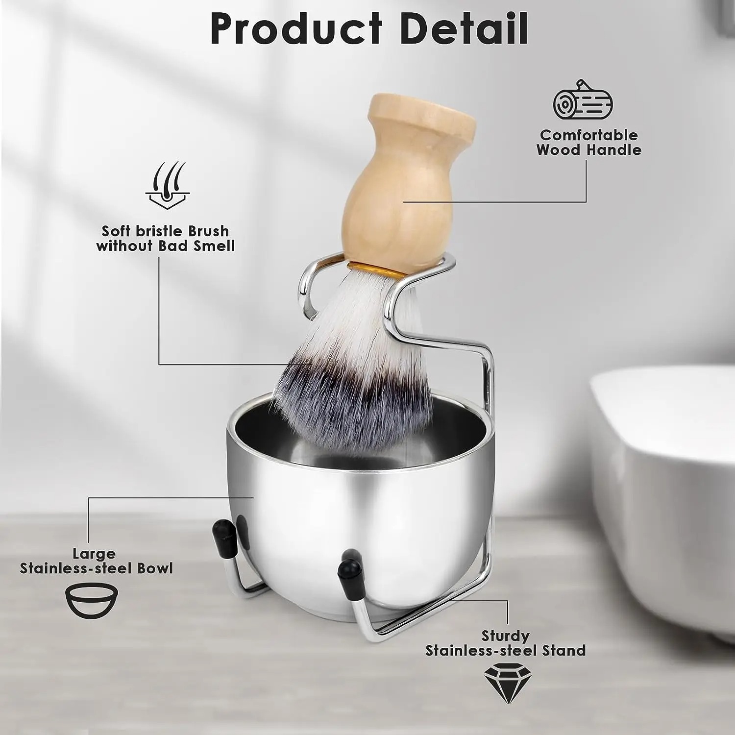 Aço inoxidável masculino barbe - Shaving Brush Set avaliação e preço
